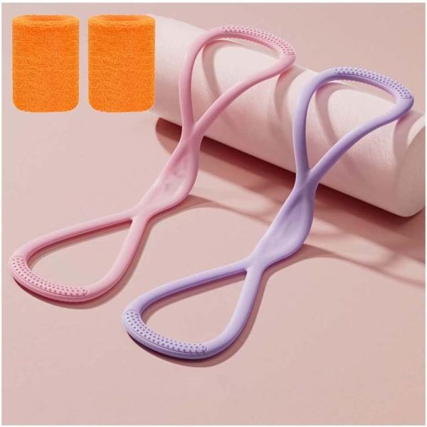 Resistance Bands, Figure 8 Exercise Bands for Women Men, Latex Stretch Elastic Band with Handles, Work Out Chest Expander, Weight Fitness Pulling Rope for Legs, Yoga