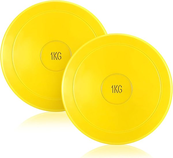 2 Pieces Rubber Discus 1 kg Training Discus Track and Field Equipment Throwing Discus for High School Boys Girls Outdoor Throwing Practice and Outdoor Competition, Yellow