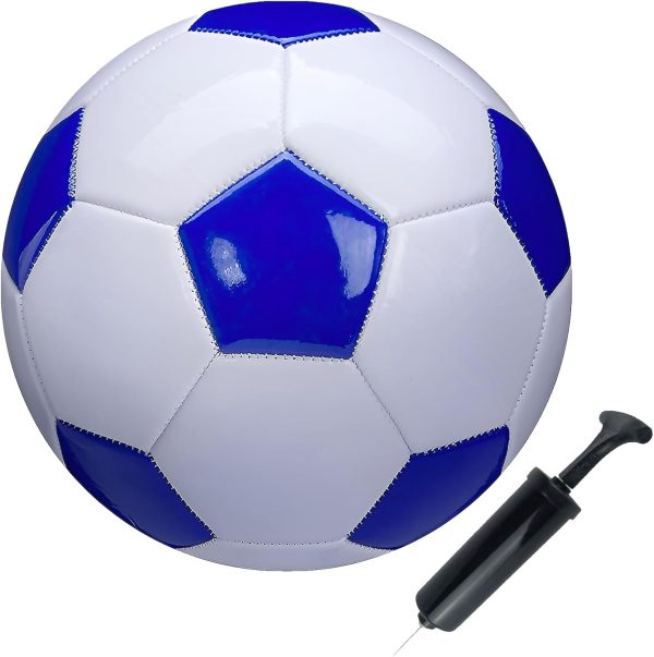 Soccer Ball Size 2,3,4,5 White Blue Outdoor and Indoor School Sports Activity Anti-Explosion Classic Design Suitable for Kids Toddler Boy Gift Training Practice