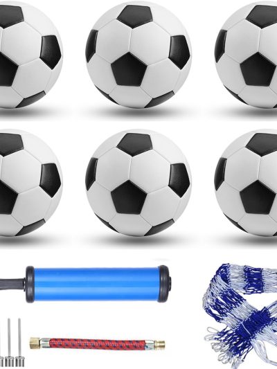 6 Pack Classic Soccer Balls Size 5/4/3 Includes Ball Pump and Net Bag，Soccer Training Ball Practice for Kids and Adults，Competition Soccer for Indoor Outdoor