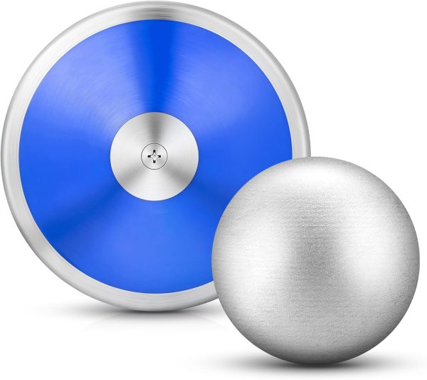 2 Pcs Throwing Discus and Iron Shot Put Ball Set 1 kg Training Discus 8 lb Shot Put Track and Field Training Equipment for Boys Girls Beginners School Throwers Outdoor Practice